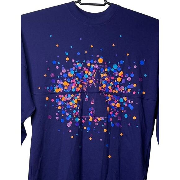 Disneyland Resort Unisex Purple Sparkle Glitter Castle Jersey Pullover Top XS - Picture 15 of 16
